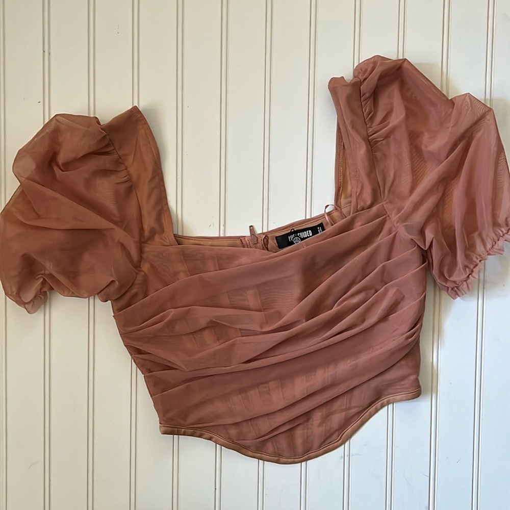 NWT Missguided blush corset style cropped top